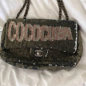 Chanel Green Sequin Shoulder Bag